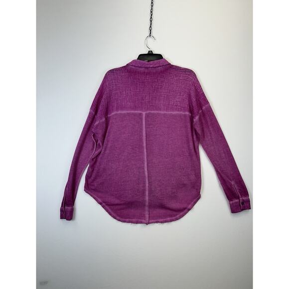 Free People We The Free Blouse Women’s SZ PS Washed Berry Button Down Tunic - Picture 2 of 6